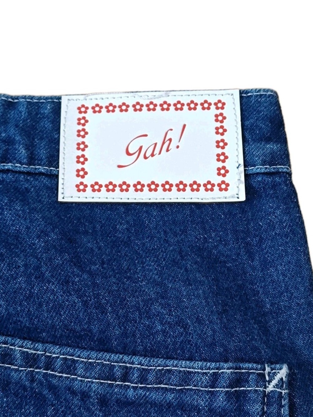 Lisa Says Gah Woman 8 Wide Leg Jeans Indigo Stone Washed Rigid Denim 30/30" Nwt - Picture 8 of 11